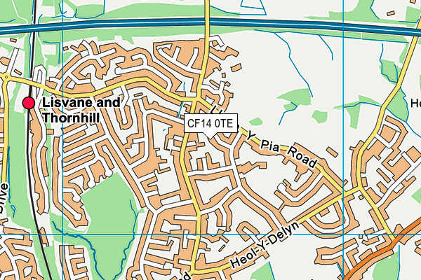 CF14 0TE map - OS VectorMap District (Ordnance Survey)