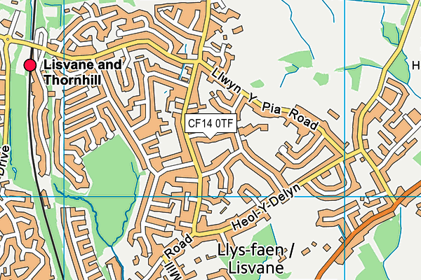 CF14 0TF map - OS VectorMap District (Ordnance Survey)