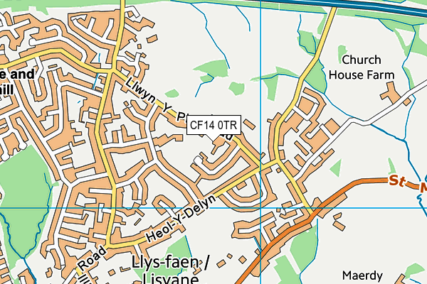 CF14 0TR map - OS VectorMap District (Ordnance Survey)