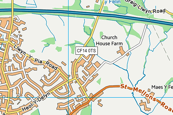 CF14 0TS map - OS VectorMap District (Ordnance Survey)