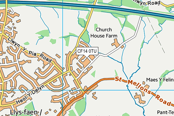 CF14 0TU map - OS VectorMap District (Ordnance Survey)