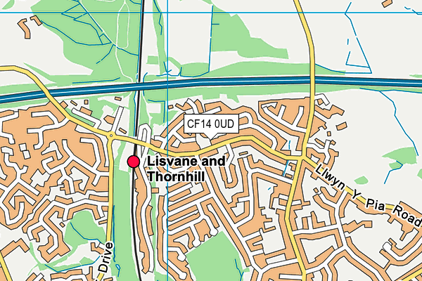 CF14 0UD map - OS VectorMap District (Ordnance Survey)