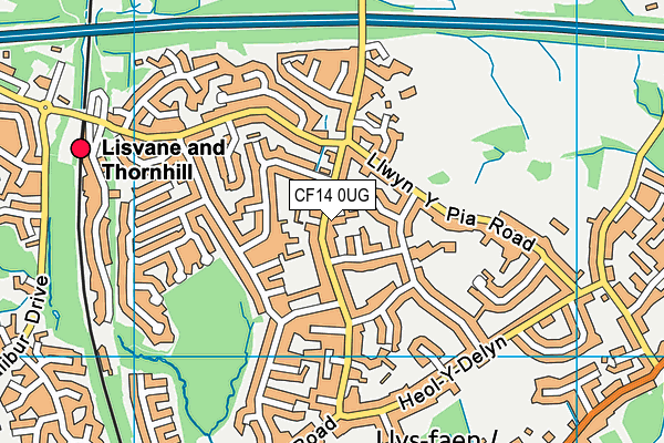 CF14 0UG map - OS VectorMap District (Ordnance Survey)