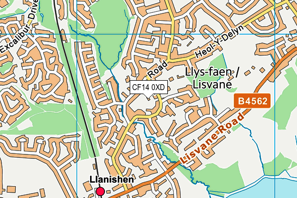 CF14 0XD map - OS VectorMap District (Ordnance Survey)