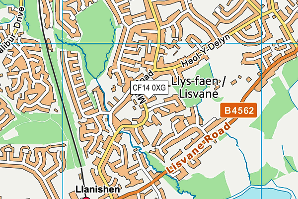 CF14 0XG map - OS VectorMap District (Ordnance Survey)