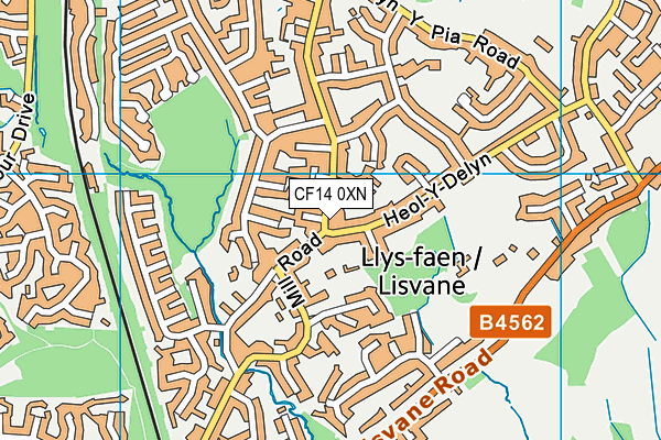 CF14 0XN map - OS VectorMap District (Ordnance Survey)