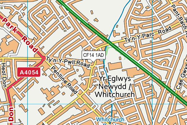 CF14 1AD map - OS VectorMap District (Ordnance Survey)