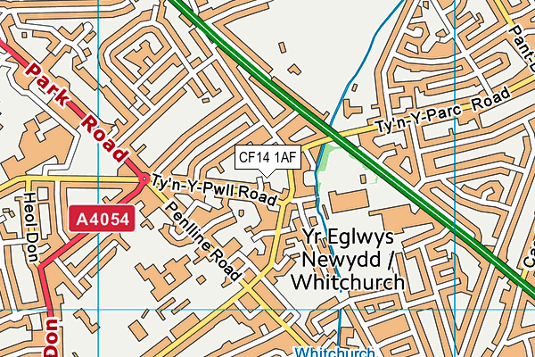 CF14 1AF map - OS VectorMap District (Ordnance Survey)