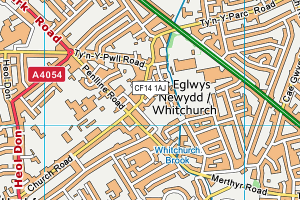 CF14 1AJ map - OS VectorMap District (Ordnance Survey)