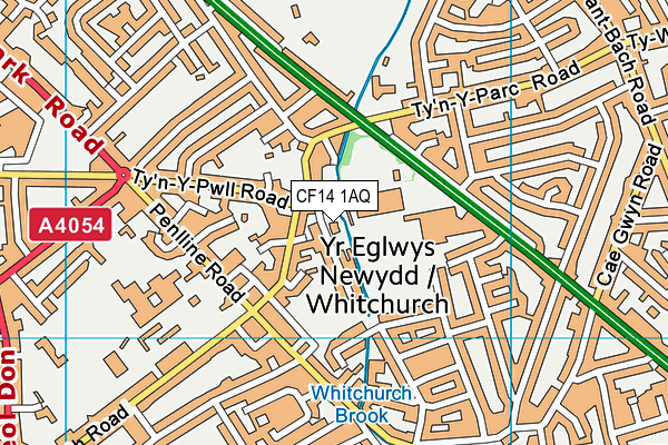 CF14 1AQ map - OS VectorMap District (Ordnance Survey)