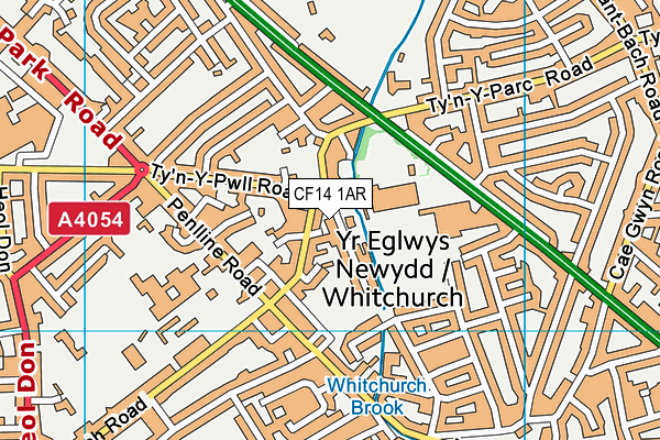 CF14 1AR map - OS VectorMap District (Ordnance Survey)