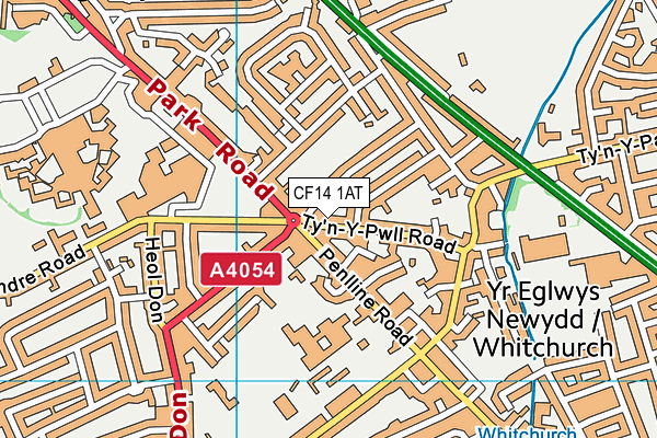 CF14 1AT map - OS VectorMap District (Ordnance Survey)