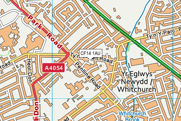 CF14 1AU map - OS VectorMap District (Ordnance Survey)