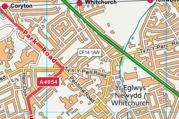 CF14 1AW map - OS VectorMap District (Ordnance Survey)