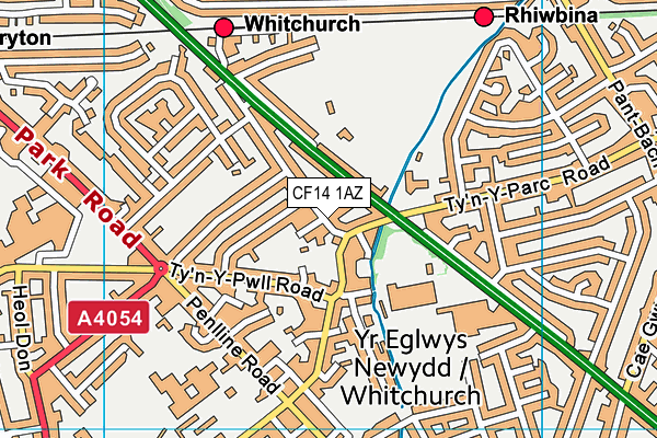 CF14 1AZ map - OS VectorMap District (Ordnance Survey)