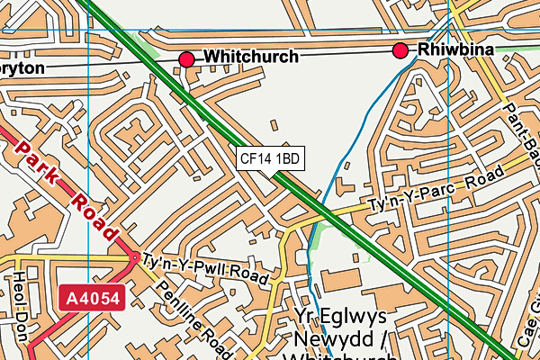 CF14 1BD map - OS VectorMap District (Ordnance Survey)