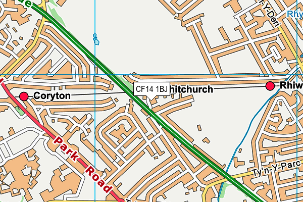 CF14 1BJ map - OS VectorMap District (Ordnance Survey)