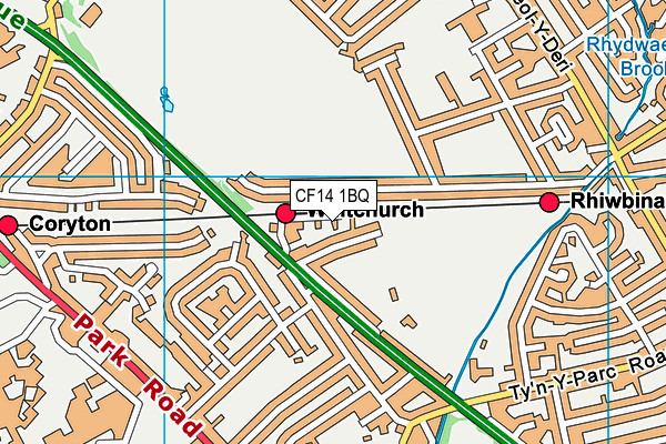 CF14 1BQ map - OS VectorMap District (Ordnance Survey)