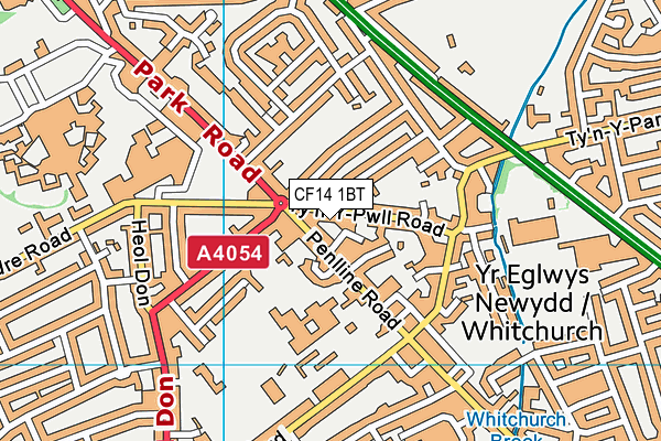 CF14 1BT map - OS VectorMap District (Ordnance Survey)