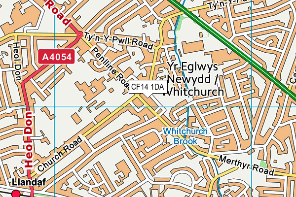 CF14 1DA map - OS VectorMap District (Ordnance Survey)