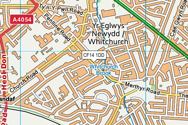 CF14 1DD map - OS VectorMap District (Ordnance Survey)