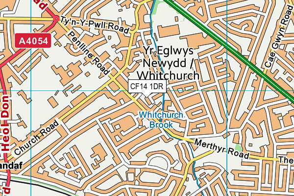 CF14 1DR map - OS VectorMap District (Ordnance Survey)