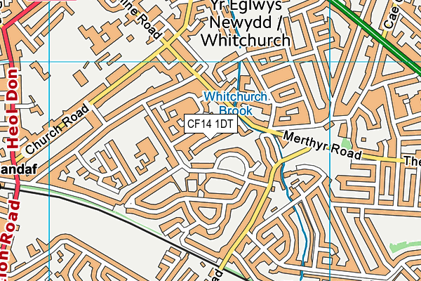 CF14 1DT map - OS VectorMap District (Ordnance Survey)