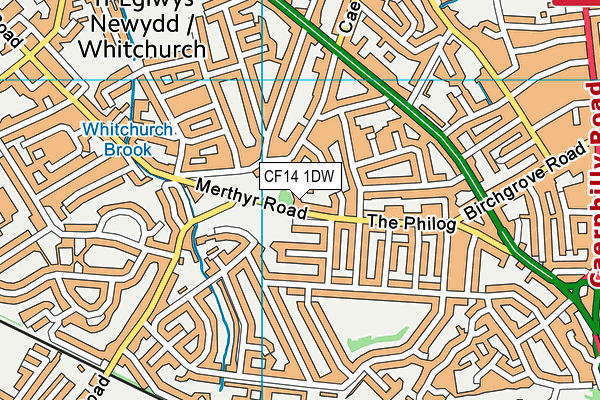 CF14 1DW map - OS VectorMap District (Ordnance Survey)