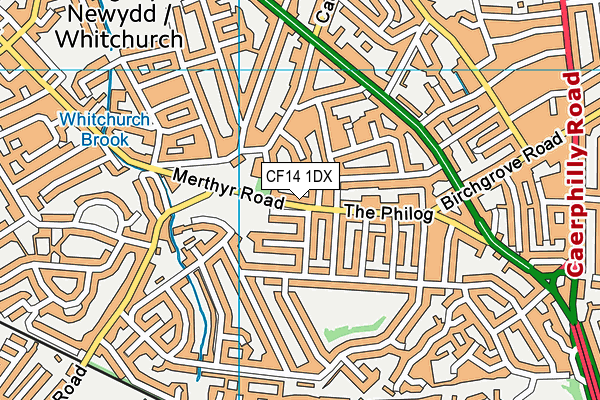 CF14 1DX map - OS VectorMap District (Ordnance Survey)