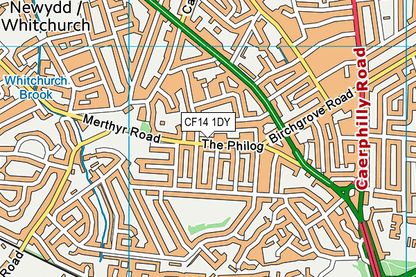 CF14 1DY map - OS VectorMap District (Ordnance Survey)