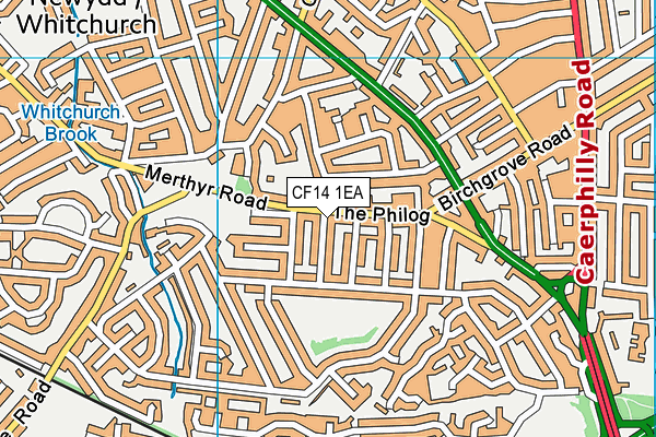 CF14 1EA map - OS VectorMap District (Ordnance Survey)