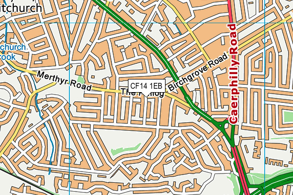 CF14 1EB map - OS VectorMap District (Ordnance Survey)