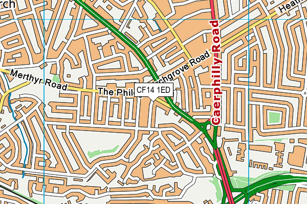 CF14 1ED map - OS VectorMap District (Ordnance Survey)