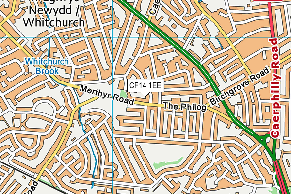 CF14 1EE map - OS VectorMap District (Ordnance Survey)