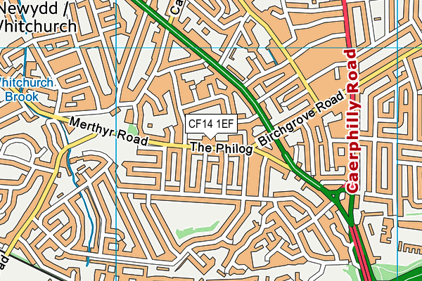 CF14 1EF map - OS VectorMap District (Ordnance Survey)