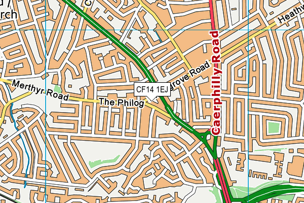 CF14 1EJ map - OS VectorMap District (Ordnance Survey)