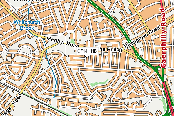 CF14 1HB map - OS VectorMap District (Ordnance Survey)