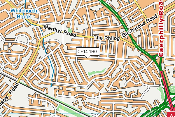 CF14 1HG map - OS VectorMap District (Ordnance Survey)