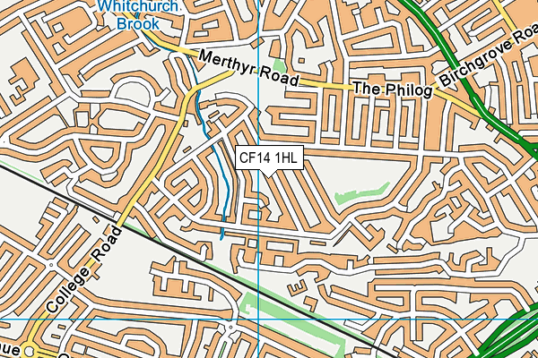 CF14 1HL map - OS VectorMap District (Ordnance Survey)