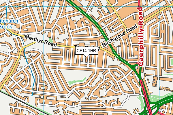 CF14 1HR map - OS VectorMap District (Ordnance Survey)