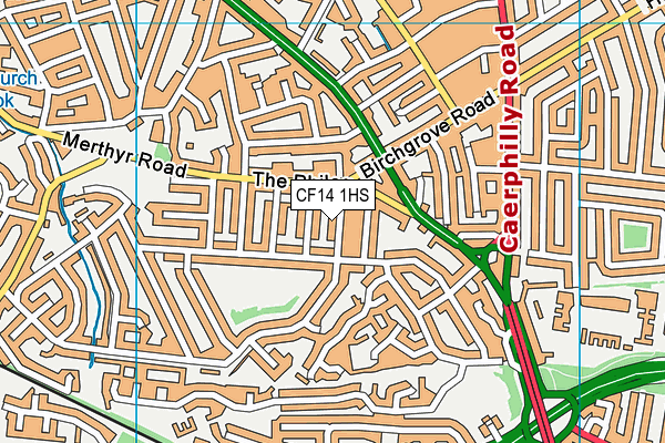 CF14 1HS map - OS VectorMap District (Ordnance Survey)