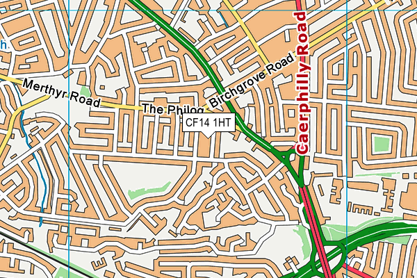 CF14 1HT map - OS VectorMap District (Ordnance Survey)