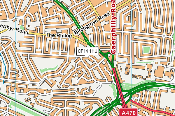 CF14 1HU map - OS VectorMap District (Ordnance Survey)