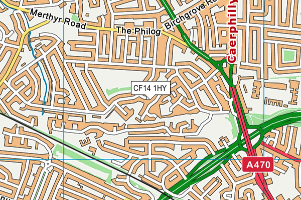 CF14 1HY map - OS VectorMap District (Ordnance Survey)