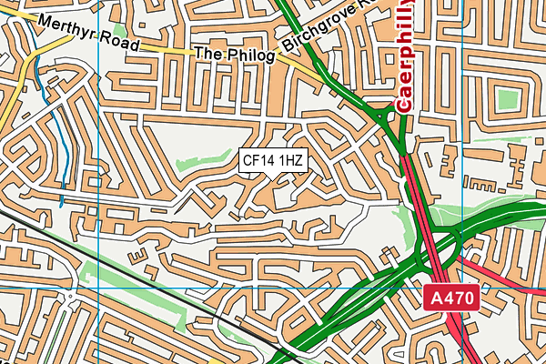 CF14 1HZ map - OS VectorMap District (Ordnance Survey)