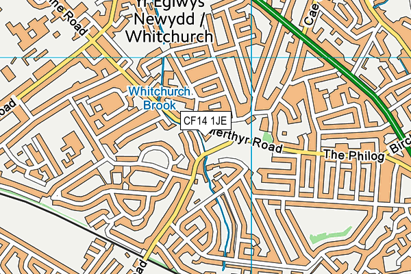 CF14 1JE map - OS VectorMap District (Ordnance Survey)