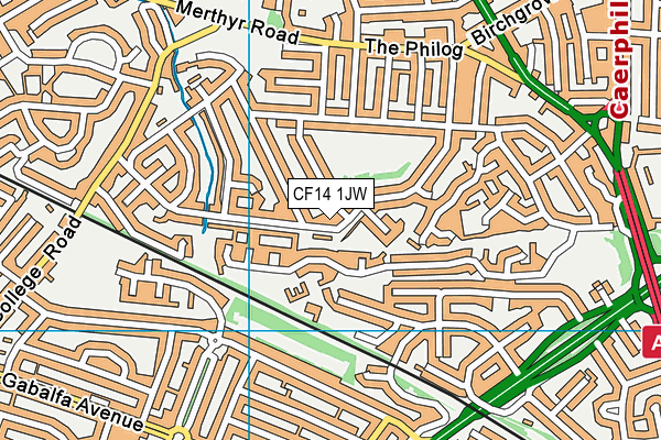 CF14 1JW map - OS VectorMap District (Ordnance Survey)