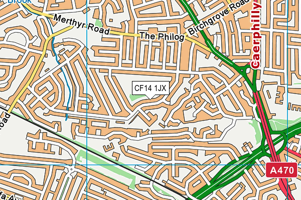 CF14 1JX map - OS VectorMap District (Ordnance Survey)