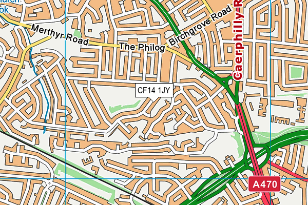 CF14 1JY map - OS VectorMap District (Ordnance Survey)