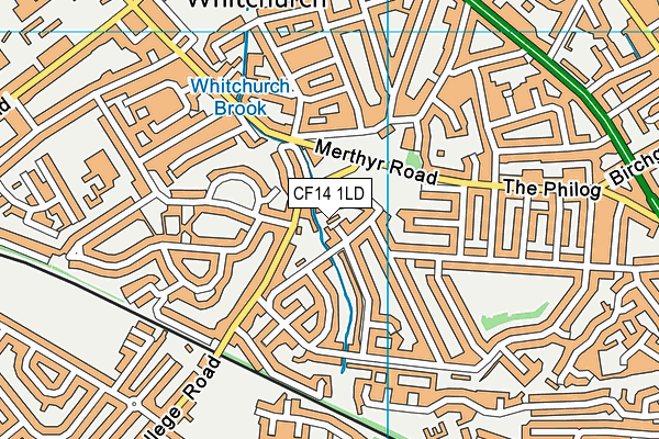 CF14 1LD map - OS VectorMap District (Ordnance Survey)